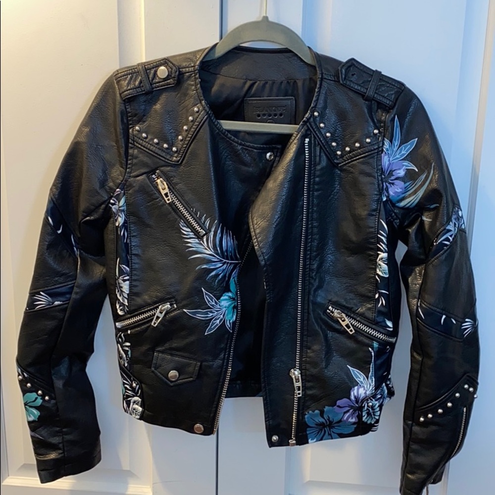 Blank NYC Vegan Leather Floral Jacket